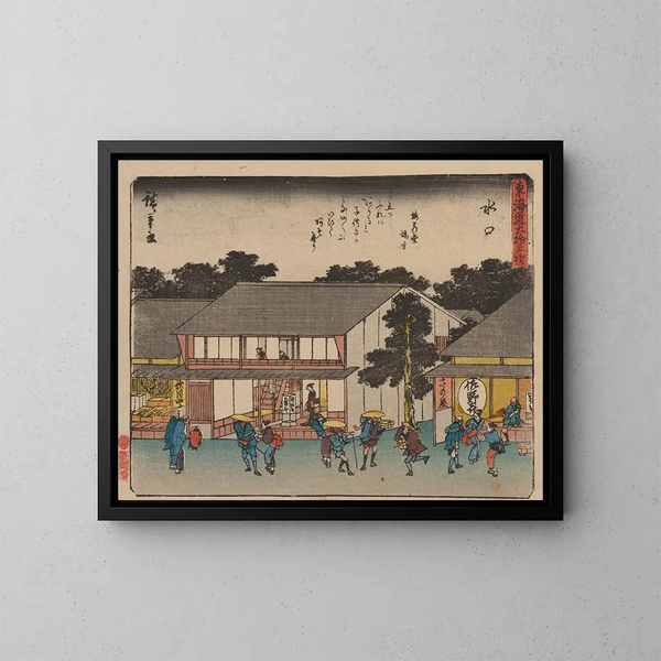 Tokaido, pięćdziesiąty trzeci przystanek - Andō Hiroshige — oprawiony obraz na ścianie