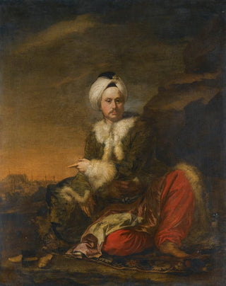 Andrea Soldi - Portrait Of A Merchant Of The Levant Company In Turkish Dress A View Of Aleppo Beyond.webp