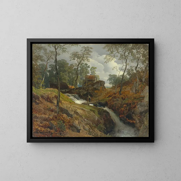 Nad brzegiem strumienia - Andreas Achenbach — oprawiony obraz na ścianie