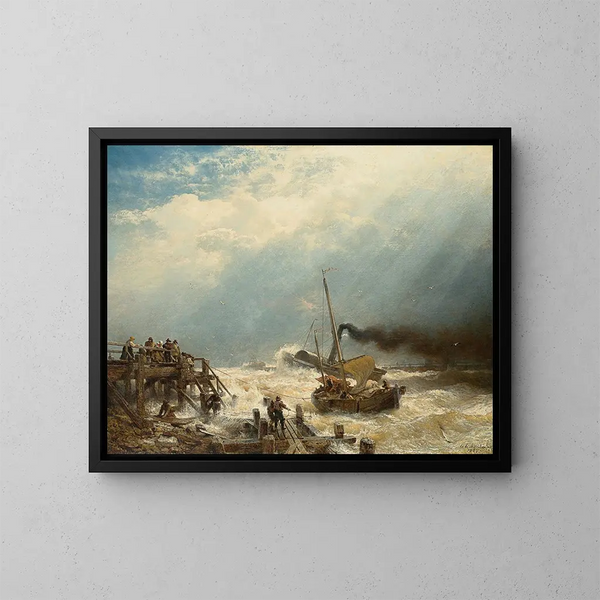 Portu w Ostendzie - Andreas Achenbach — oprawiony obraz na ścianie