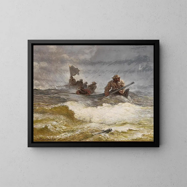 Ratownictwo morskie - Andreas Achenbach — oprawiony obraz na ścianie