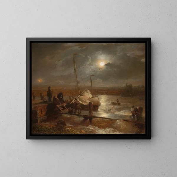 Powrót do pełni księżyca - Andreas Achenbach — oprawiony obraz na ścianie
