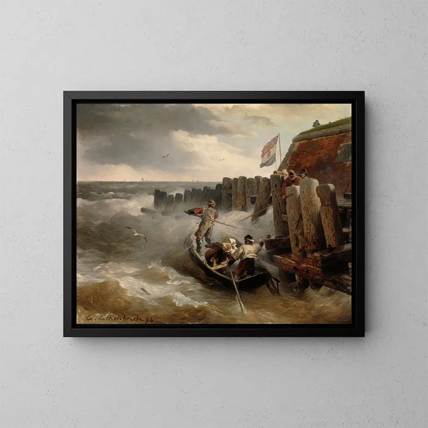 Marine - Andreas Achenbach — oprawiony obraz na ścianie