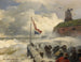 Burza na falochronie - Andreas Achenbach — widok dzieła