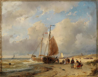 Andreas Schelfhout - A Fishermans Family on the Beach.webp