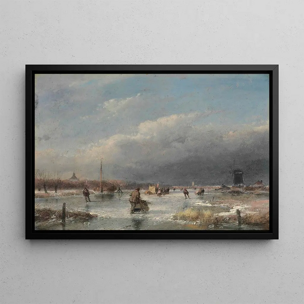 Andreas Schelfhout - Skaters On A Frozen River.webp