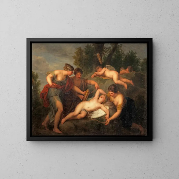 Le désarmement de Cupidon - Andries Cornelis Lens — oprawiony obraz na ścianie