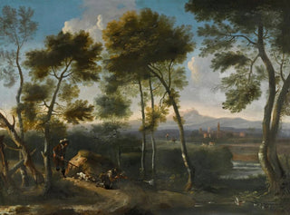 Angeluccio - Italianate landscape with hunters shooting ducks.webp