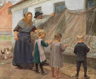 Les filets de pêche sont réparés - Anna Ancher — widok dzieła