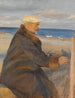 Michael Ancher malujący na brzegu - Anna Ancher — widok dzieła