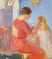 La mère tresse les cheveux de l'enfant - Anna Ancher — widok dzieła