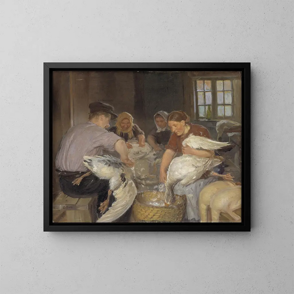 Plumer les oies - Anna Ancher — oprawiony obraz na ścianie