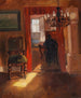 wnętrza Skagen z pasem słonecznym na podłodze - Anna Ancher — widok dzieła