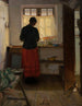 Kobieta sprzątająca w kuchni - Anna Ancher — widok dzieła