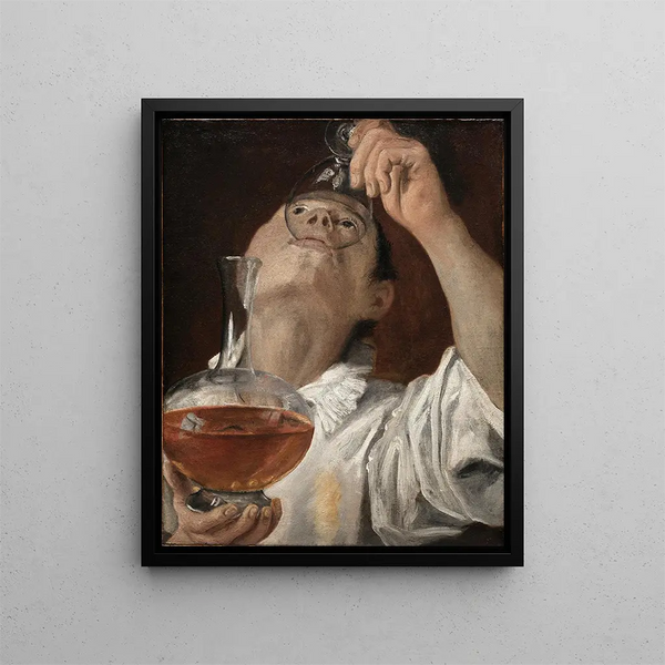 Chłopiec pijący - Annibale Carracci — oprawiony obraz na ścianie