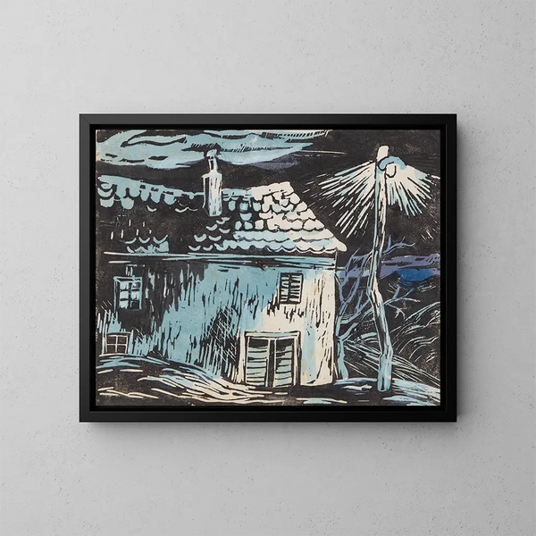 Maison la nuit - Anny Dollschein — oprawiony obraz na ścianie
