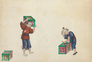 Anonymous - Picking up tea boxes carrying them away.webp