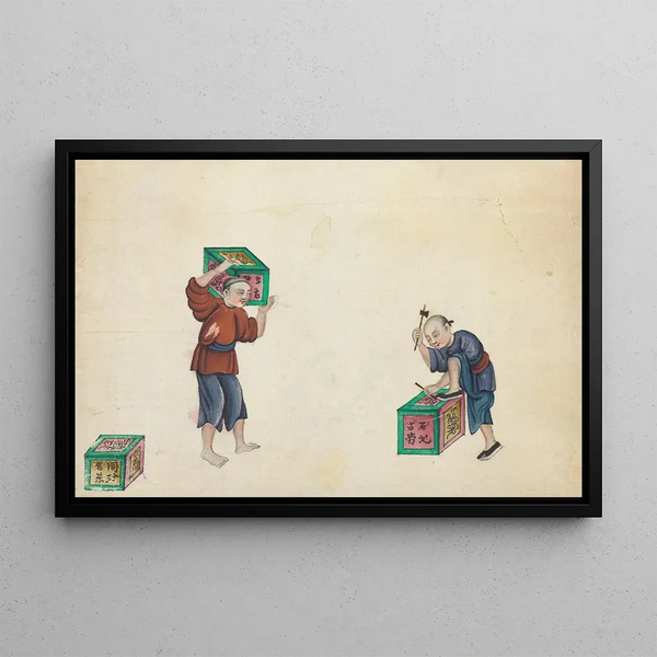 Anonymous - Picking up tea boxes carrying them away.webp