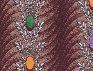 Anonymous - Textile Design with Vertical Garlands of Stylized Leaves Pearls and Ovals over a Background of Overlapping Scales.webp
