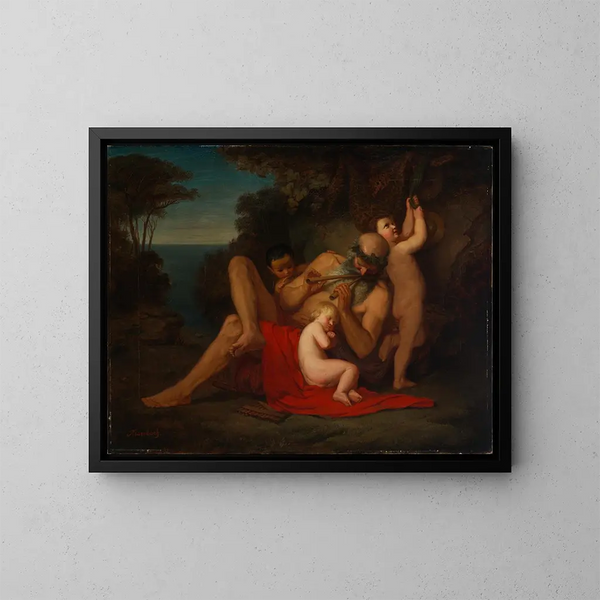 Silen z zasypiającym dzieckiem Bachusem - Anselm Feuerbach — oprawiony obraz na ścianie