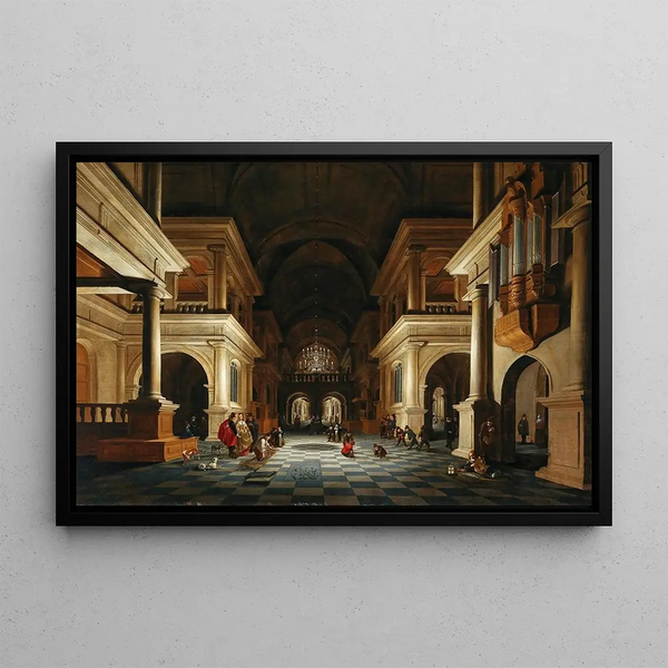 Anthonie de Lorme - The interior of a church with elegant figures.webp