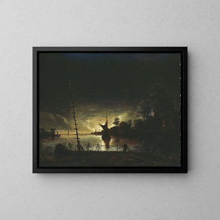 Anthonie van Borssom - Moonlit Landscape.webp