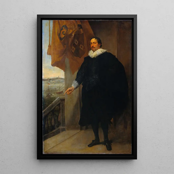 Portret szlachcica prawdopodobnie Adriaan van der Borcht - Antoine van Dyck — oprawiony obraz na ścianie