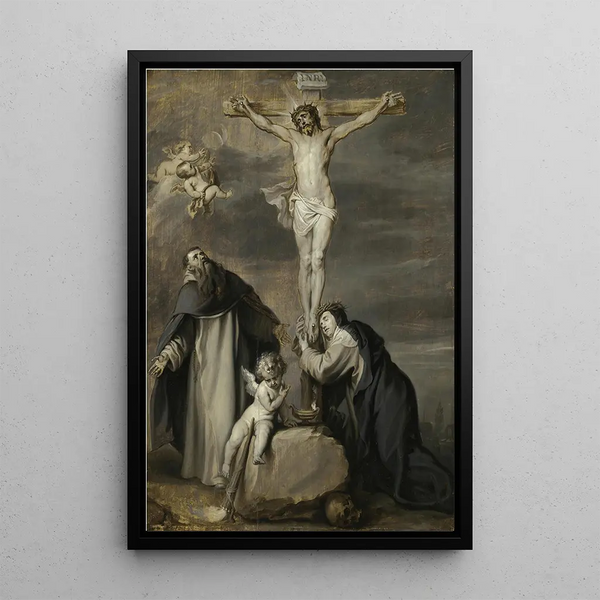 Ukrzyżowanego Chrystusa czczonego przez świętych Dominika i Katarzynę ze Sieny - Antoine van Dyck — oprawiony obraz na ścianie