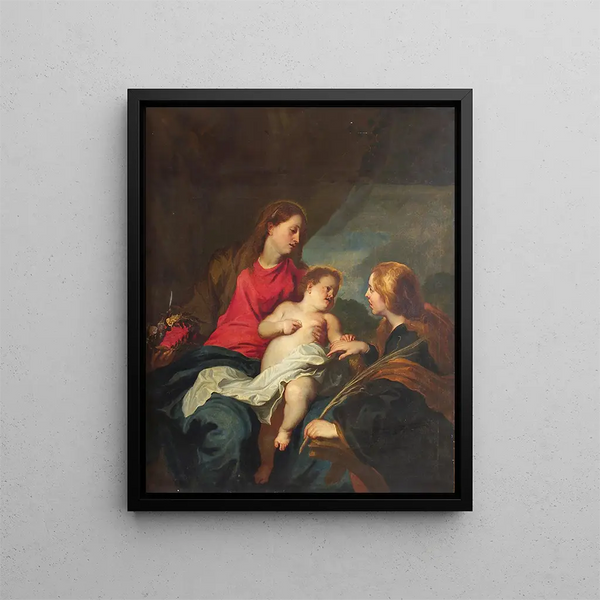 Mistyczne Zaślubiny Świętej Katarzyny Aleksandryjskiej - Antoine van Dyck — oprawiony obraz na ścianie