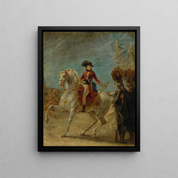 Generał Bonaparte wręczający miecz honorowy grenadierom Gwardii po bitwie pod Marengo - Antoine-Jean Gros — oprawiony obraz na ścianie