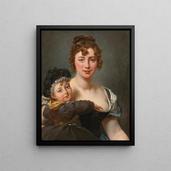 Portret Françoise Simonnier i jej córki - Antoine-Jean Gros — oprawiony obraz na ścianie