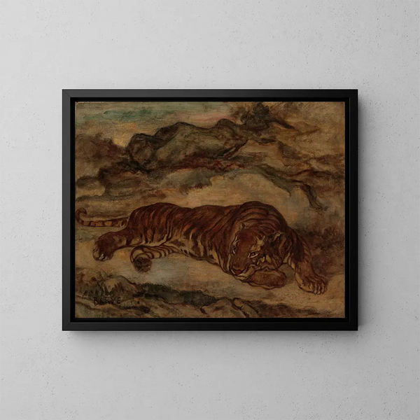 Tigr w spoczynku - Antoine-Louis Barye — oprawiony obraz na ścianie