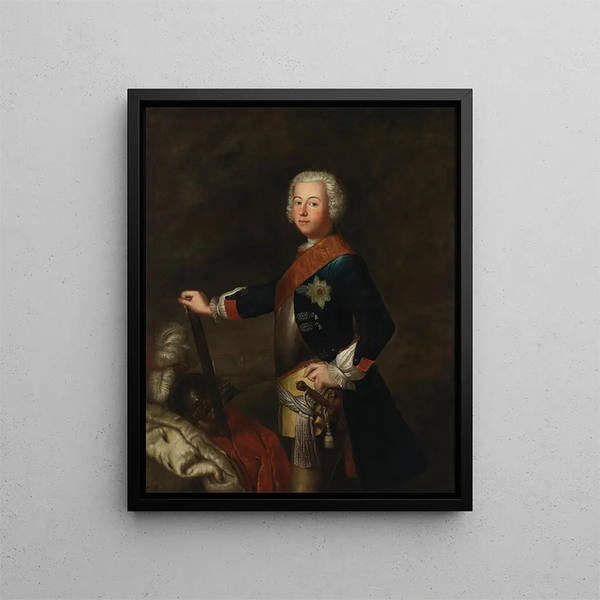 Portret Fryderyka II Wielkiego - Antoine Pesne — oprawiony obraz na ścianie