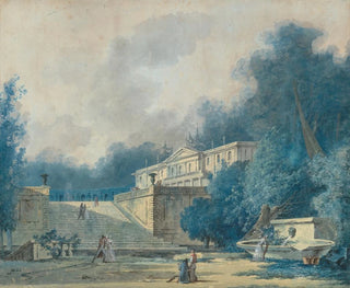 Antoine Pierre Mongin - A villa set in a park with figures in the foreground.webp