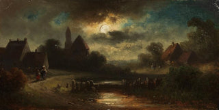 Anton Doll - Dorfansicht in der Abenddmmerung.webp