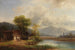 Krajobraz Bawarii Wysokiej z pralnią nad jeziorem - Anton Doll — widok dzieła