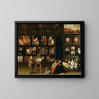 Anton Franz Hampisch - A Picture Gallery With Two Collectors And A Painter At His Easel.webp