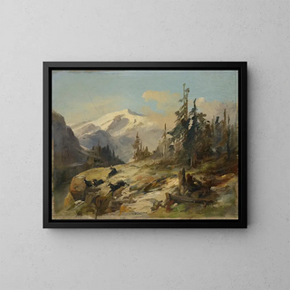 Anton Heilmann - Mountain Landscape With Chamois Deer.webp