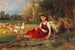 Młoda dziewczyna z gęsią odpoczywająca - Anton Heinrich Dieffenbach — widok dzieła