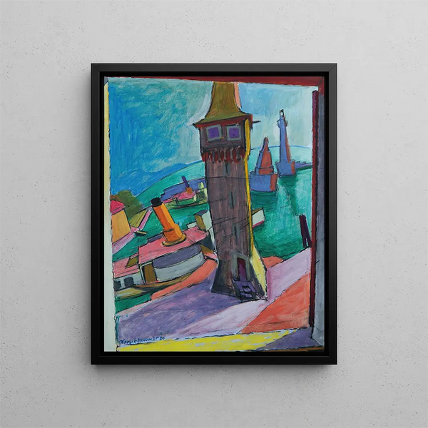 Port w Lindau III - Anton Kerschbaumer — oprawiony obraz na ścianie