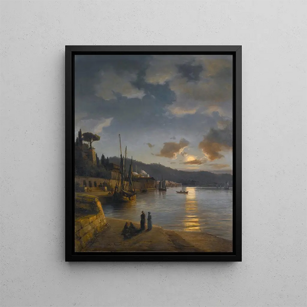 Anton Melbye - A Turkish Harbour By Moonlight.webp