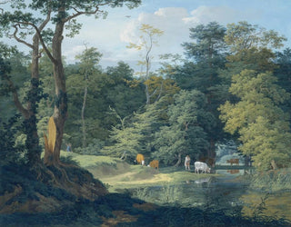 Anton Radl - Viehtrnke im Wald links ein Jger.webp