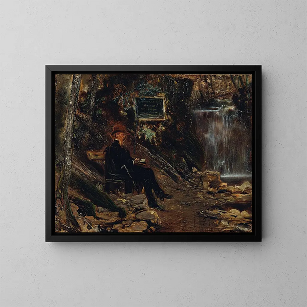 L'écrivain Hermann Rollett au bord de la cascade - Anton Romako — oprawiony obraz na ścianie