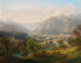 Widok z nowego Schmolnau w kierunku Kreuzstein na Traun w kierunku Lauffen i Dachstein, Ischl, Górna Austria - Anton Schiffer — widok dzieła