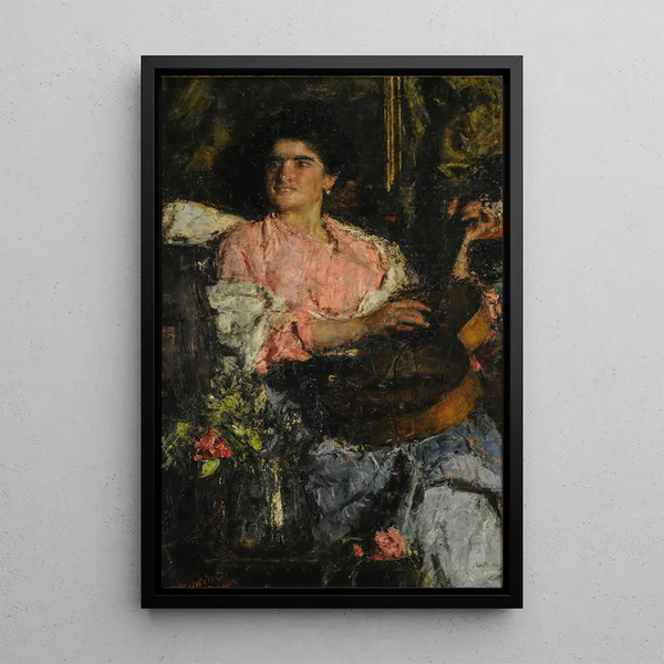 Radoszna piosenka - Antonio Mancini — oprawiony obraz na ścianie
