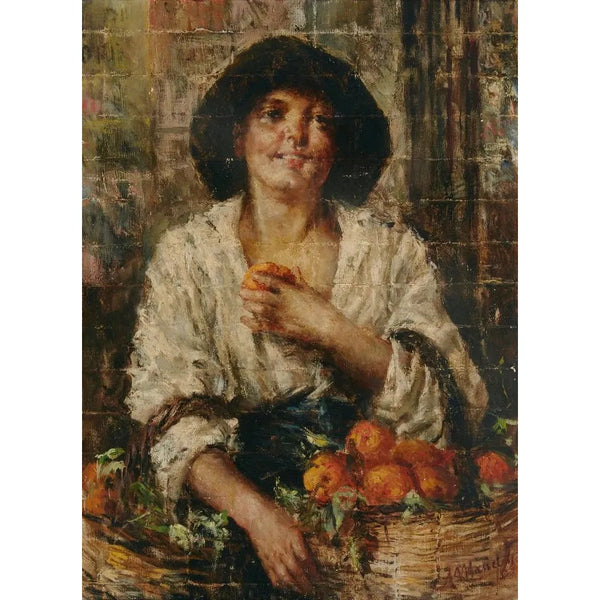Sprzedawczyni pomarańczy - Antonio Mancini — oprawiony obraz na ścianie