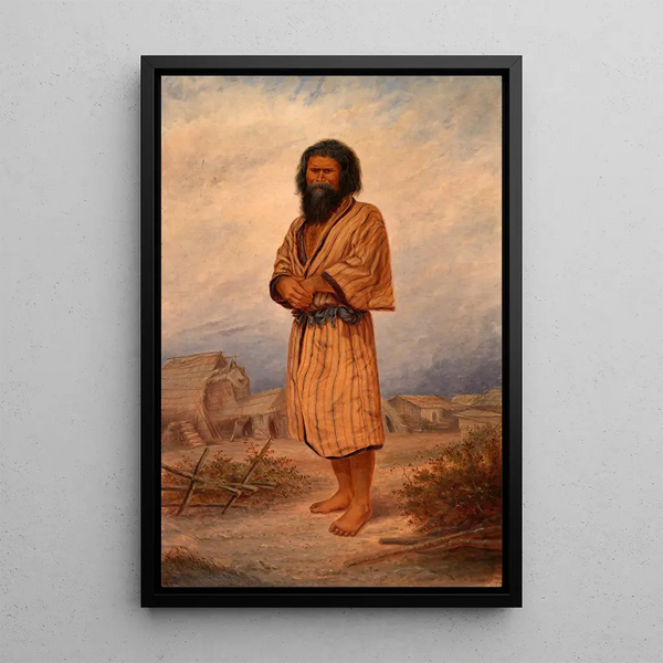 Mężczyzna Ainu - Antonio Zeno Shindler — oprawiony obraz na ścianie