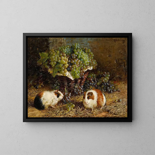 Antonio delle Vedove - Guinea Pigs And A Basket Of Grapes.webp