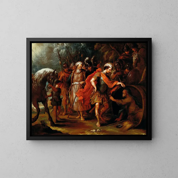 Diogenes i Aleksander Wielki - Szkoła Antwerpska — oprawiony obraz na ścianie