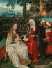 La Vierge et l'Enfant avec sainte Anne dans un jardin clos avec Joachim et Joseph au-delà - Szkoła z Antwerpii — widok dzieła